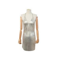  robe paco rabanne dos nu en mesh 36 silver