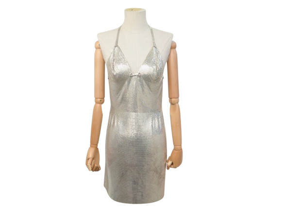robe paco rabanne dos nu en mesh 36 silver