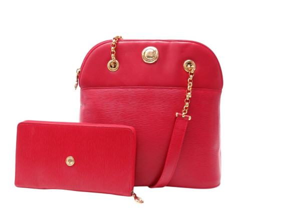 sac a main chloe en cuir rouge chaine