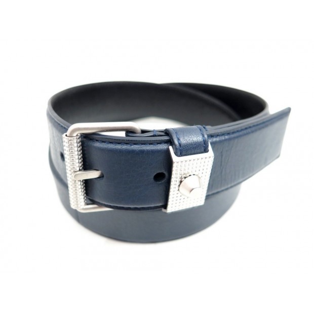 NEUF CEINTURE BALENCIAGA CLASSIC STUD 358355 CUIR BLEU ACIER SAC BOITE BELT 215€