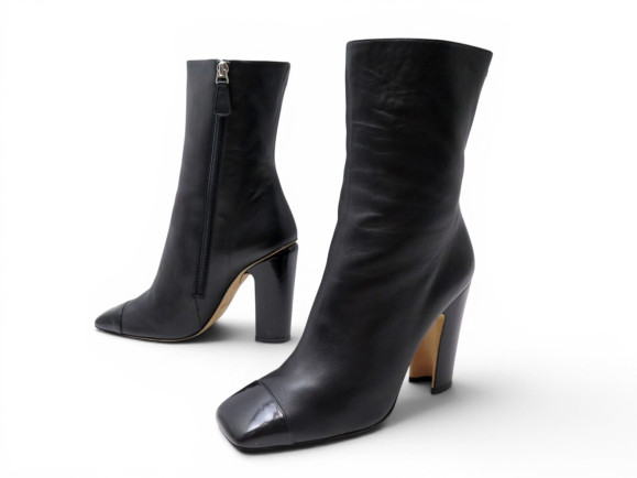 chaussures chanel bottines g29984 38 cuir noir black