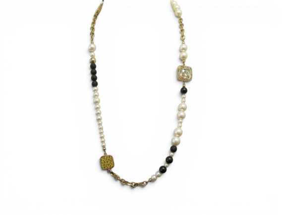 collier christian dior sautoir perles leopard 78cm