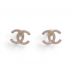  boucles d'oreilles chanel logo cc en metal dore