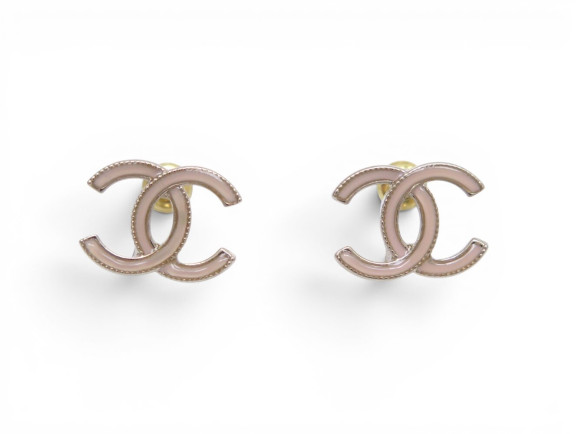 boucles d'oreilles chanel logo cc en metal dore