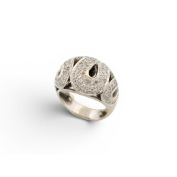 bague dome motif serpent 130 diamants 0.8ct t48 en or