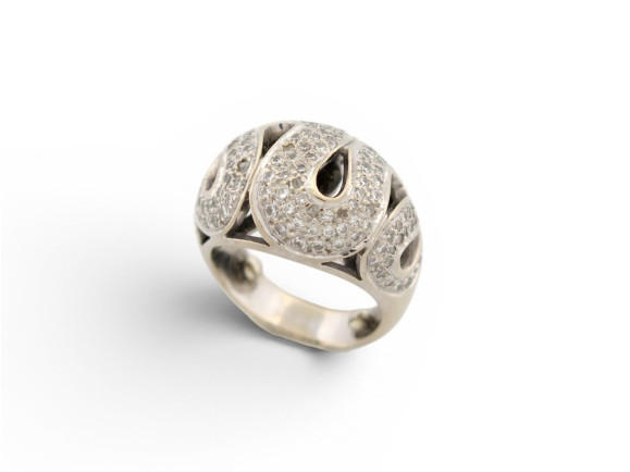 bague dome motif serpent 130 diamants 0.8ct t48 en or