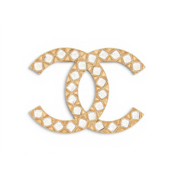  grande broche chanel logo cc strass 2023 en metal
