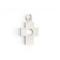 pendentif dinh van croix percee or blanc 18k 2.8g