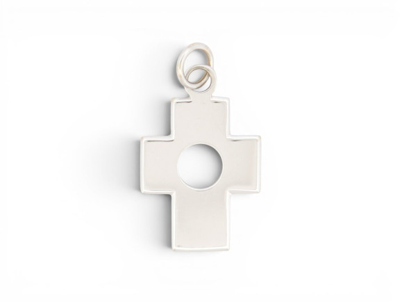 pendentif dinh van croix percee or blanc 18k 2.8g