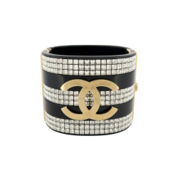  bracelet chanel manchette logo cc strass 15.5cm