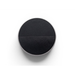  broche hermes ronde 2 tons de cuir noir metal