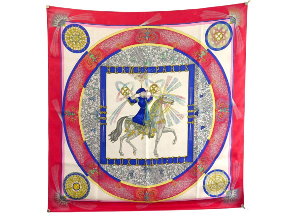 foulard hermes feux d'artifice carre 90 en soie rouge