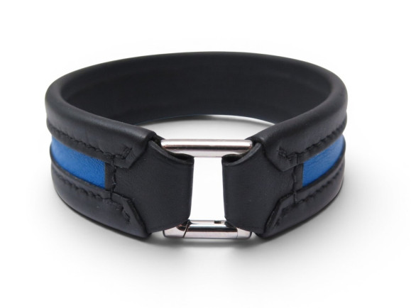 bracelet hermes en cuir bicolore bleu noir t19