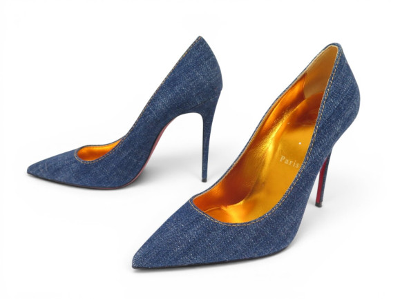 chaussures christian louboutin kate en denim bleu