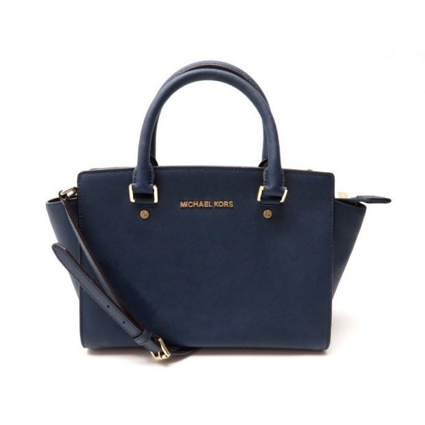  SAC A MAIN MICKAEL KORS SELMA CUIR BLEU 