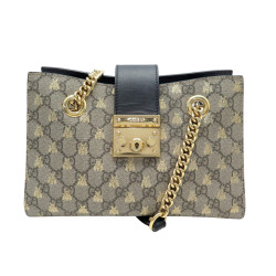 sac a main gucci padlock small chain toile gg supreme