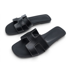mules hermes sandales oran h021056z cuir noir 37.5