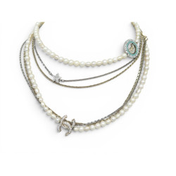 collier chanel sautoir lunes etoiles logo cc strass