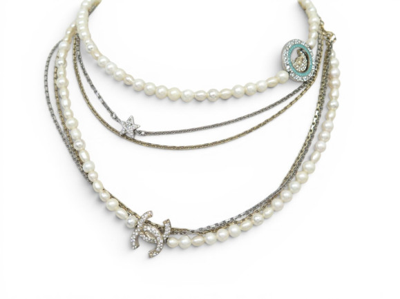 collier chanel sautoir lunes etoiles logo cc strass