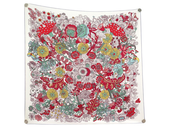 foulard hermes cache cache fleuri carre 90 cm en soie