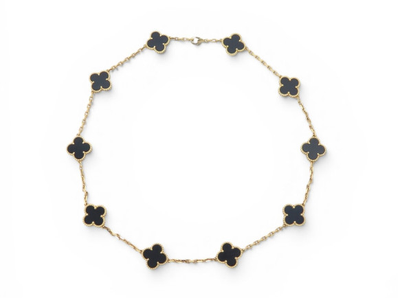 collier van cleef alhambra  onyx 10 motifs or