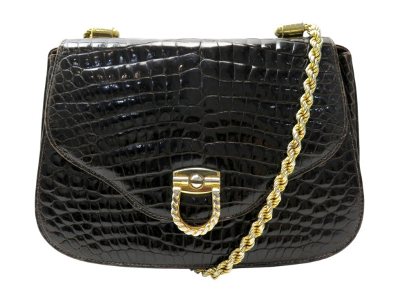 sac a main gucci rabat en cuir de crocodile