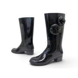 chaussures chanel bottes de pluie camelia 37