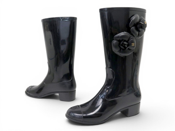 chaussures chanel bottes de pluie camelia 37