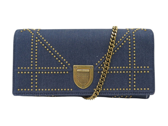 sac a main dior diorama en toile denim bleu