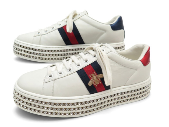baskets gucci ace plateforme strass swarovski 505995