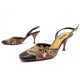 CHAUSSURES LOUIS VUITTON 38 SANDALES A TALONS EN TOILE & CUIR MARRON SHOES 650€