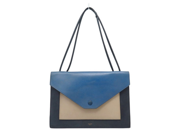 sac a main celine pocket medium en cuir tricolore bleu