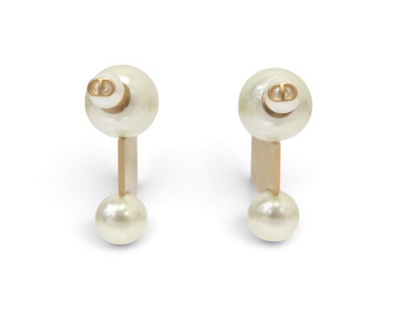  boucles d'oreilles dior tribales logo cd perles