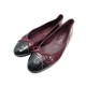 BALLERINES CHANEL LOGO CC BORDEAUX CUIR VERNI 