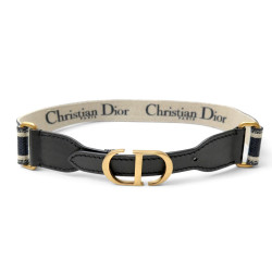  ceinturec christian dior en toile cuir noir
