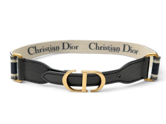 ceinturec christian dior en toile cuir noir