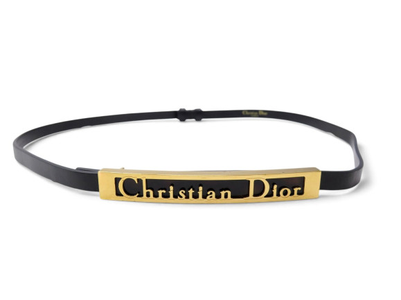 ceinture christian dior slim en cuir noir