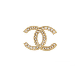  broche chanel logo cc perles 2024 en metal dore