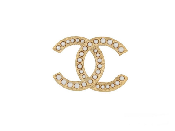  broche chanel logo cc perles 2024 en metal dore
