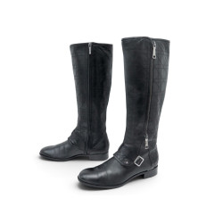 chaussures bottes christian dior riding cuir cannage