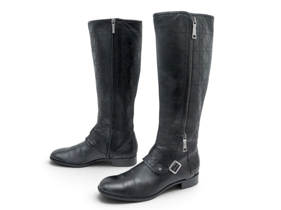chaussures bottes christian dior riding cuir cannage