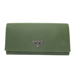 portefeuille prada plaque logo toile nylon vert green