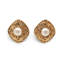 boucles d'oreilles chanel baroques avec perles