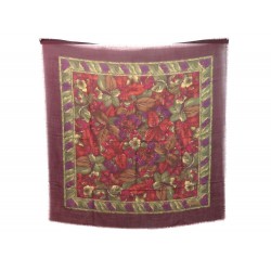 CHALE CHRISTIAN DIOR FOULARD CARRE EN LAINE & SOIE BORDEAUX WOOL SHAWL 400€