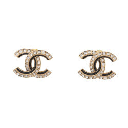  boucles d'oreilles chanel logo cc strass puces en