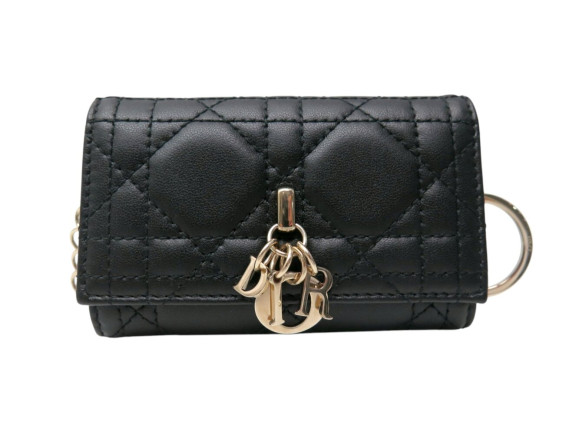 etui a cles lady dior cuir cannage noir porte