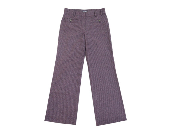 pantalon chanel tweed t38 boutons logo cc violet