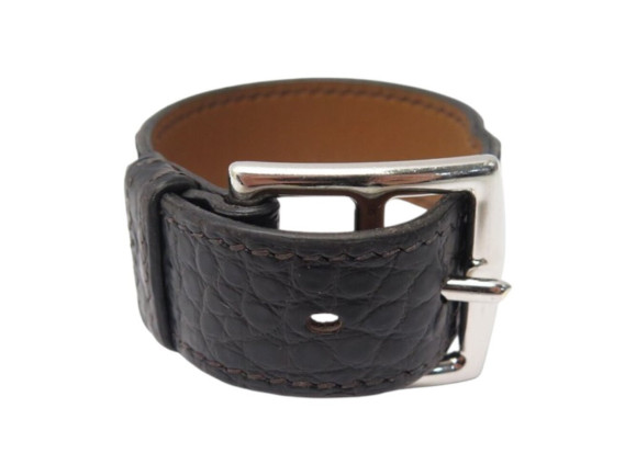 bracelet hermes manchette boucle etriviere en cuir de
