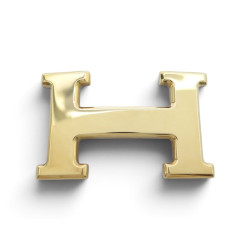 boucle de ceinture hermes h en metal dore poli pour