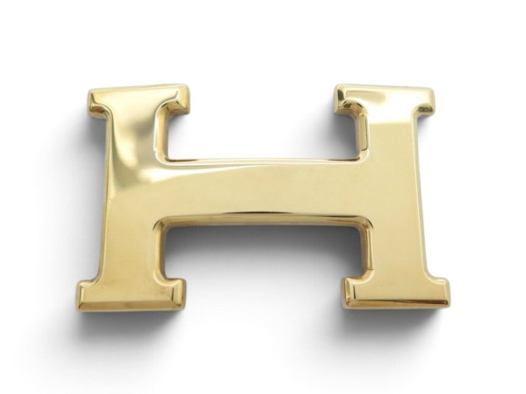 boucle de ceinture hermes h en metal dore poli pour